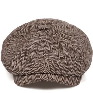 Brown Herringbone Newsboy Cap
